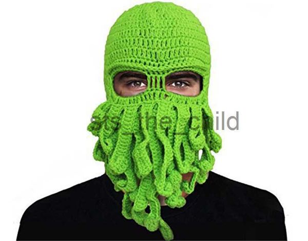 Bonnet / Skull Caps Couvre-chef Halloween Party Funny Cap Crochet Octopus Chapeau Antenne Laine Tricoté Chapeau Designer Masque de Ski x0907