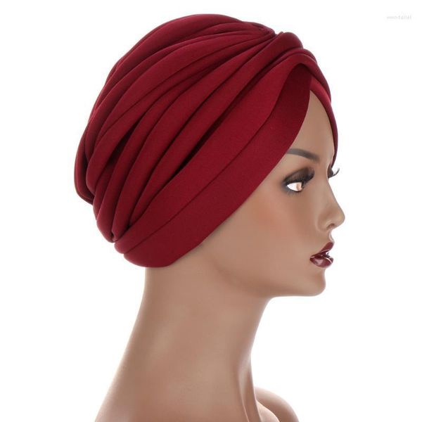 Bonnet/crâne casquettes chapeaux chapeaux pour femmes solide torsion à volants coton chimio bonnets Turban chapeaux CancerBeanie/crâne Wend22