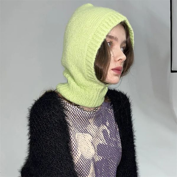 Haute qualité laine femmes tricoté chapeau cagoule casquette automne hiver chapeaux coréen designer chaud pull Snood chapeau col Bonnet 231017