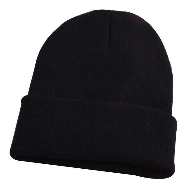 Gorros/Gorras ¡¡¡VENTAS CALIENTES!!! Moda Hombres Mujeres Gorro de punto Gorro de esquí Hip-Hop Invierno Hilo de lana cálido Color sólido Sombrero Negro Otoño Primavera 230914