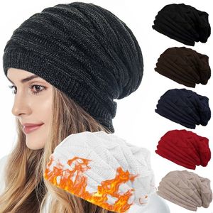 Beanie/Skull Caps Gebreide Baggy Beanie Oversized Wintermuts Ski Slouchy Cap Skullies Mutsen Dames Heren Vouwen Zachte Wol Warme Caps Mutsen Unisex 230914