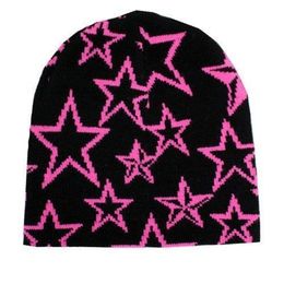 Muts Schedel Caps Gebreide Trui Wollen Muts Ster Gedrukt Warme Hiphop Beanie Straat Punk Winter Y2K Gothic Unisex s 230410