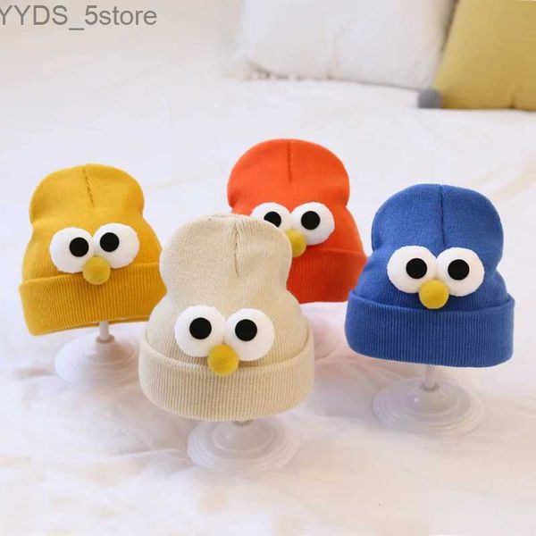 Beanie/Gorras de calavera Coreano lindo ojo de dibujos animados bebé gorro sombrero suave invierno cálido recién nacido niños niñas gorras capó sólido infantil niño niños sombrero de punto YQ231108