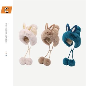 Beanie/Skull Caps Koreaanse versie Cute Rabbit Ear Winteroorbeveiliging Hoed voor meisjes Sweet Princess Warm en koud resistent pluche Lei Feng Hat 230815