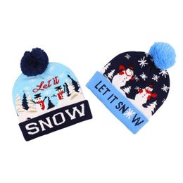 Beanie / Skull Caps Led Christmas Hats Sweater Knitted Beanie Santa Light Up Winter Hat Para Adts Party Warmer Cap Drop Delivery Acceso a la moda