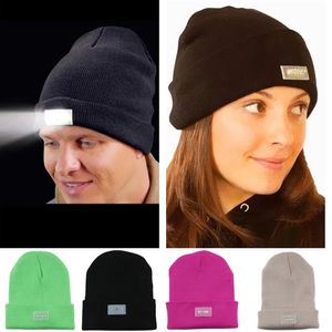 Muts Schedelmutsen Led-licht Gebreide muts Warme elastische muts Herfst Winter Buitensporten Nacht Wandelen Vissen Kamperen Glow Motorkap Unisex Koplamp 231205