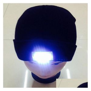 Bonnet / Skull Caps Éclairage LED Chapeaux tricotés Femmes Hommes Cam Cap Voyage Randonnée Escalade Nuit Chaud Hiver Bonnet Light Up Za1510 Drop Del Dhjcb