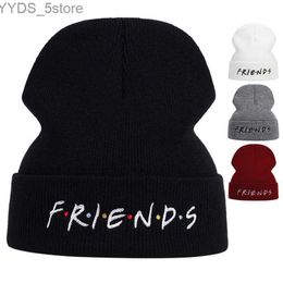 Beanie/Skull Caps Letter FRIENDS Mutsen hoed katoen flexibele zachte warme mode winter hoeden voor ski vriendschap gebreide Skullie cap YQ231108