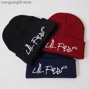 Bonnet / Skull Caps Lil Peep Beanie Broderie Hommes Femmes Bonnet En Tricot Bonnet Skullies Hiver Chaud Unisexe Ski Hip Hop Chapeau T230719