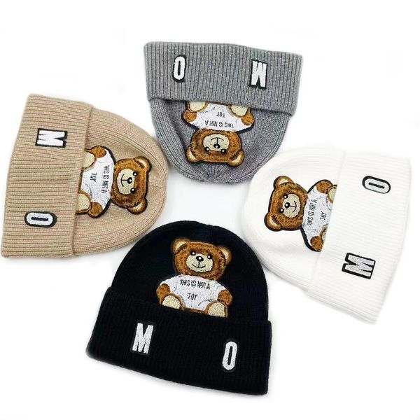 Bonnet / Skull Caps Luxurys Designers Beanie Hat Skull CapWinter Unisexe Cachemire Lettres Casual Bonnet Tricot Chapeaux Chaud Multicolore Ours Bonnets Style Chaud