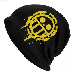 Bonnet/Crâne Caps Manga One Pieces Skullies Bonnets Casquettes Hip Hop Hiver Chaud Hommes Tricot Chapeau Adulte Unisexe Coeur Pirates Trafalgar Law Bonnet HatsL231212