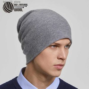 Beanie/Skull Caps Heren % Australische Wol Winter Gebreide Slouchy Muts Kasjmier Skullies Hoeden Voor Vrouwen Caps Q231202