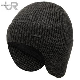 Beanie/Skull Caps Men Winter Hat Voeg Fleece warme oorklappet Stijlvolle zachte beanie hoed voor mannelijke outdoor dikke ski sport gebreide hoed 230211