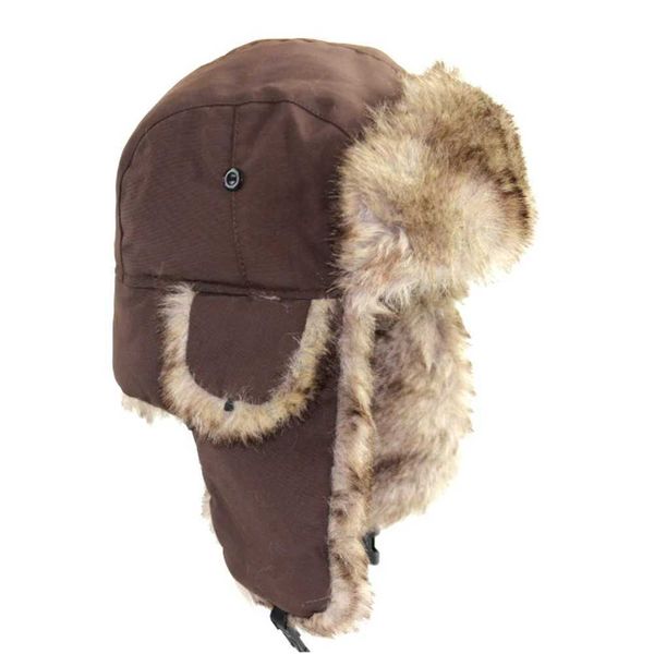 Gorro/calavera gorras para hombres mujeres unisex cazador cálido aviador soldado de oídos aletas de invierno sombrero de esquí nuevos sombreros de esquí ruso sombreros de piel falsas J2312223