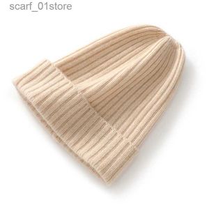 Bonnet/Crâne Casquettes MERRILAMB Cashmere C hiver bonnet chapeau mode chaud hiver chapeaux femmes décontracté solide adulte cachemire tricoté chapeau Skullies BeaniesL231202