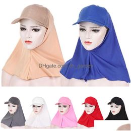 Bonnet / Skull Caps Musilm Femmes Voile Hijab Brim Ball Cap Casquettes De Sport D'été Prêt À Porter Instant Fl Neck Er Turban Chapeau Châle Dhgarden Dhvej