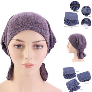 Beanie/Skull Caps Musulmano regolabile Tinta unita Cappello per il tempo libero Yashmak Stand-ear Protection Cap Hijab con fascia elastica Cofani per le donne Gorra