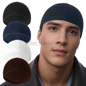 Banie / Capes de crâne Homme musulman chapeau de prière Unisexe hivernal tricot tricot CAP ISLAM JE INDIA CAP MUSULMAN ARAB MENSE KIPPAH HOMME HAPE D240429