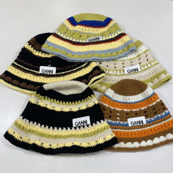 Bonnet/Crâne Casquettes Nouveaux chapeaux de laine tricotés évidés au crochet pour les tendances de la mode printemps et automne des femmes Chapeaux de pêcheur 231023