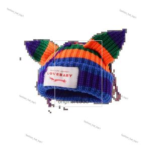 Beanie/Skull Caps Nieuwe schattige mode Hooded Lover Lover Boy Ear Gebreide dubbele laag Warm Fox Ooor Wollen hoed Niche Design Women Personality Cold Hat 1825