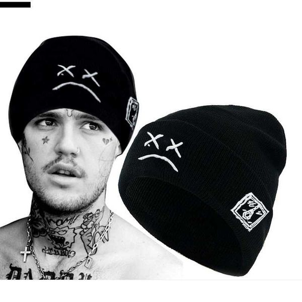 Bonnet / Casquettes De Crâne Nouvelle Broderie De Haute Qualité Lil Peep Bonnet Triste Garçon Visage Tricoté Chapeau Pour L'hiver Hip Hop Bonnets Mode Ski Chapeaux Unisexe J230518