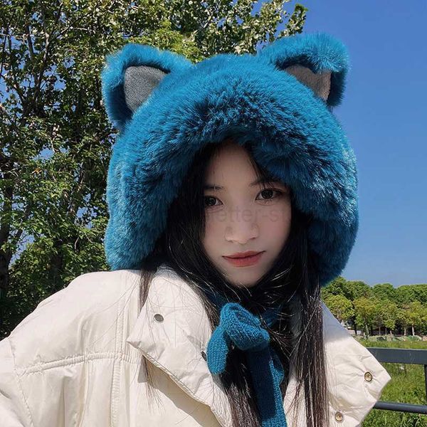 Gorro/cráneo gorra nueva gorro japonesa gorra tejida de otoño e invierno lindos orejas de gato sombreros para mujeres sombrero de turista