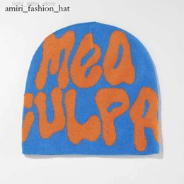 Beanie / Skull Caps Nuevos gorros de punto Sombrero Hombres Mujeres Párrafo Calidad Cap Mea Culpa Y2k Moda cálida Cien tomar gorra fría para mujeres Sombreros 7848