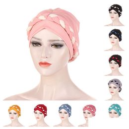 Beanie / Skull Caps New Muslim Braid Turban Hats Pretied Twist Silky Chemo Gorros Headwrap Plateado Headwear para el cabello del cáncer Lo Dhgarden DH7JG