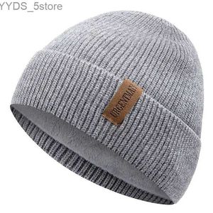 Beanie/Skull Caps Nieuwe Unisex Wintermuts Voeg fleece toe Warme muts Stijlvolle zachte muts voor mannen Dames Outdoor Dikker Ski Sport Gebreide muts YQ231108