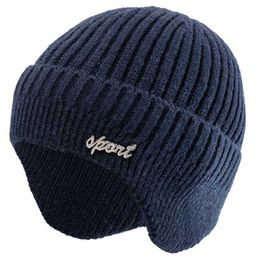 Banie / Capes de crâne Nouveau chapeau d'hiver unisexe Fashion Plaine tricot pour hommes Femmes Ski BeaIe Sports Capo-oreille D240429
