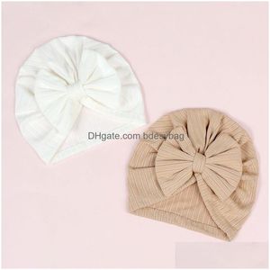 Bonnet / Crâne Caps Nouveau-né Bébé Couleur Solide Bowknots Enfants Été Bonnet Chapeau Infantile Chapeaux Party Club Accessoires De Mode Drop Deliver Dhgq8