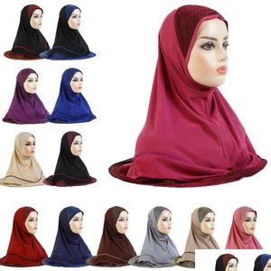 Beanie / Skull Caps One Piece Amira Muslim Hijab Mujeres Bufanda instantánea Glitter Khimar Headscarf Turban Pl en listo para usar Dhgarden Dh2Ai