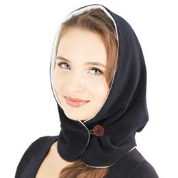 Bonnet / Skull Caps Extérieur Hiver Chaud double couleur Chapeau Pour Femmes Épais Double Masque Complet Hiver Cou Solide Plus Cap Écharpe À Capuche Avec Bouton T221020