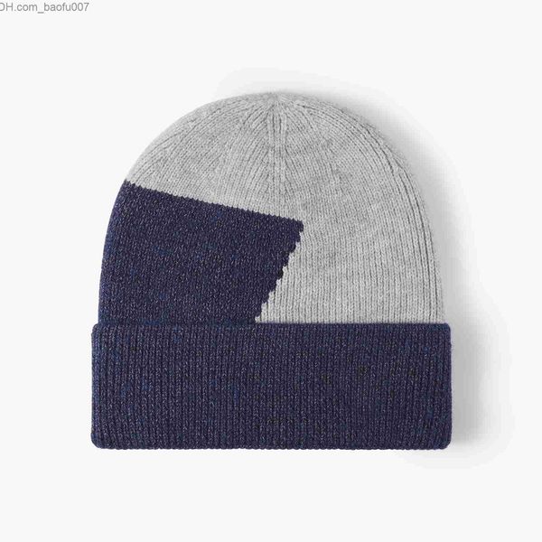 Beanie/Skull Caps Lana al aire libre grueso cálido sombrero frío bloque de los hombres orejas de colores cráneo oso de cabeza grande otoño invierno sombrero de punto mujer Z230809