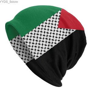 Bonnet/Crâne Caps Palestine Drapeau Bonnet Homme Hip Hop Tricot Chapeau Pour Hommes Femmes Chaud Hiver Palestinien Hatta Kufiya Keffiyeh Motif Bonnets Casquettes YQ231108