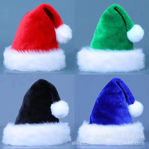 Bonnet/Casquettes de Noël Chapeaux de Noël en peluche rouge bleu vert noir Chapeaux de Père Noël chapeaux pour adultes et enfants Décorations de Noël Bonne année 2024 231023