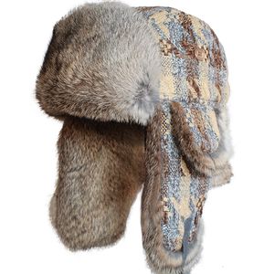 Beanie/Skull Caps Rabbit Fur Russische bommenwerper hoed vrouwen wintertrapper sneeuwkap earflap ushanka 230811