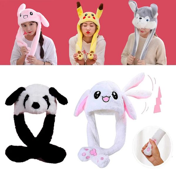 Berretti/berretti con teschio Berretti da coniglio da donna Berretti di peluche con orecchie da coniglio in movimento Cappello con paraorecchie Orecchie mobili Ragazzi Ragazze Cappellini per animali per bambini 231007