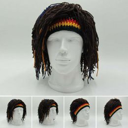 Beanie/Skull Caps Reggae Dreadlocks Skullies Unisex Jamaicaanse Gebreide Mutsen Pruik Vlecht Hoed Rasta Haar Hoed Mutsen 230608