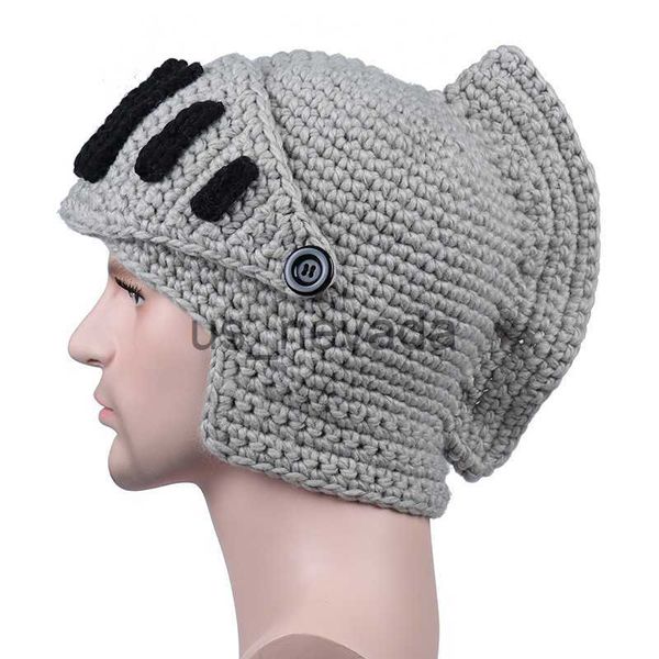 Gorro/Gorras de calavera Caballero romano Sombrero de punto Sombrero de máscara de gladiador de invierno Sombrero de punto hecho a mano para hombre J230823