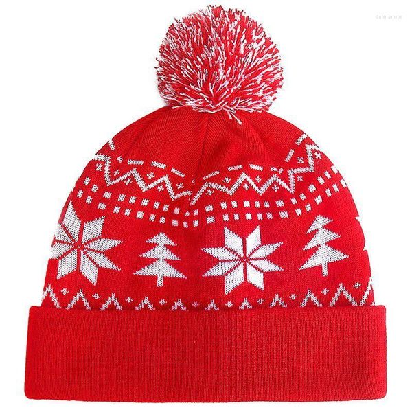 Bonnet/tête de mort casquettes vente tricoté Jacquard chapeau de noël fourrure ampoule ourlet année cadeau hiver chaud pull-over Delm22