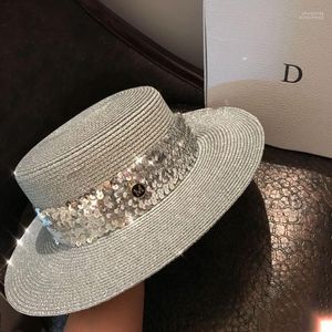 Bonnet / Crâne Caps Paillettes Argent Big Brim Chapeau Couleur Plage Vacances Parasol Star Célébrité Inspiré Pliable Chur22