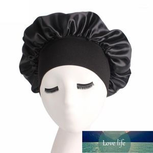 Muts / Skull Caps Shuangr Simple Wide Side Elastic Nightcap Satijnen Slaapkap Haarverlies Chemotherapie Hoeden met Soft Band1