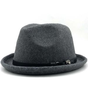 Beanie/Skull Caps Simple Men's Filtora Hat For Gentleman Winter Autumn Church Roll Up Brim Homburg Dad Jazz Hat T221013