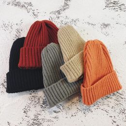 Bonnet/Casquettes Couleur unie Enfants Bonnet Chapeau Hiver Chaud En Plein Air Bébé Garçon Fille Bonnet Chapeau Doux Au Crochet Enfants Tricotés Chapeaux Bébé Accessoires 230914