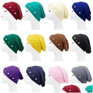 Bonnet / crâne Caps Couleur solide Elastic Elastic Bonsieur Night Hat Femme Fille Girl Er Entre Heads Fashion ACCESSOIRES DUS