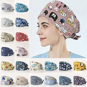 Beanie/Skull Caps Solitaire Ring BeanieSkull Caps Mignon Dessin Animé Imprimer Infirmière Femmes Pet Hospital Chirurgien Dentiste Salon de Beauté Chef Gommage Respirant