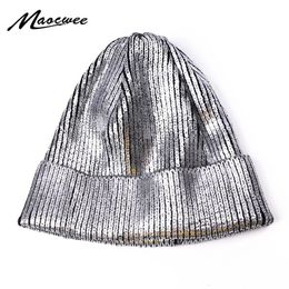 Bonnet Skull Caps Printemps Femmes Bronzage Noir Bonnets Chapeau Casual Slouchy Beanie pour Filles Couleur Métallique Skullies Cap Bonnet Pour Femme 231219