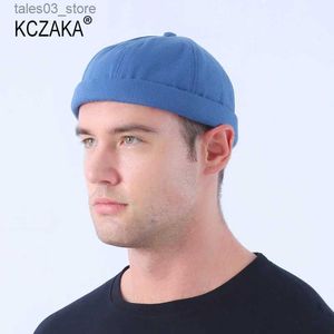 Beanie/Skull Caps Zomer Heren Ademende Docker Beanie Cap Randloze Sailor Fisherman Leon Hoed Verstelbare Verhuurder Hoed Skullcap Hardloop Zomerpet Q231130