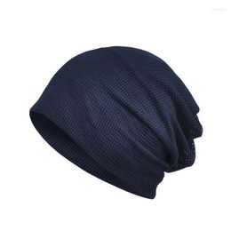 Bonnet/crâne casquettes mince printemps et été couvre-chef femmes sans bord solide maille respirant coréen Baotou mode chapeau Oliv22